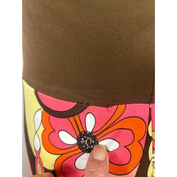 VTG Y2K midi Dress Sz M Babydoll Boho Funky Psychedelic Print Flutter Sleeves - Picture 5 of 11